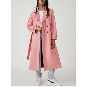 FREE PEOPLE faux crocodile leather trench coat size large new with tags $248